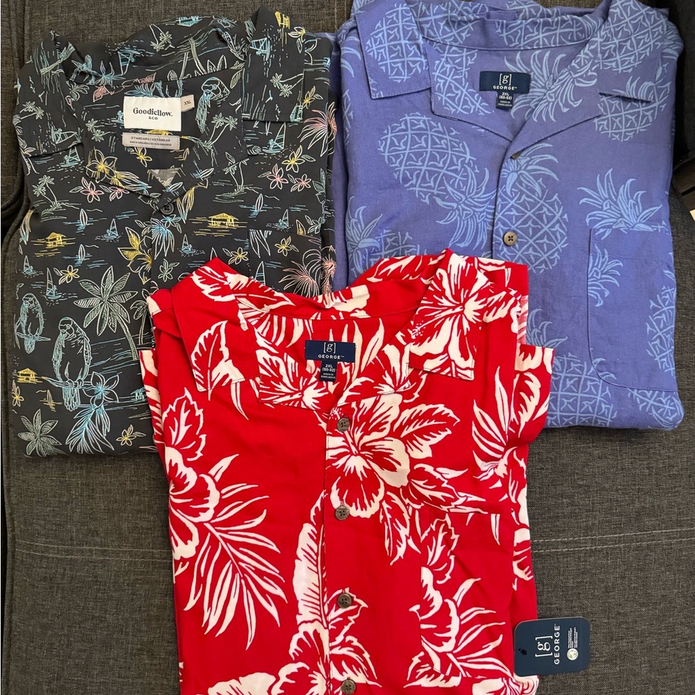 Men’s Hawaiian Shirts Lot Of 3 Size XXL Goodfellow & George Brand